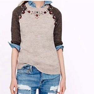J Crew Short Sleeve Jeweled Sweater